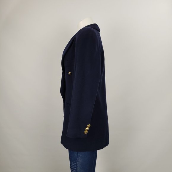 Holt Renfrew Retro Cashmere Navy Blazer Size 8 - Picture 6 of 10